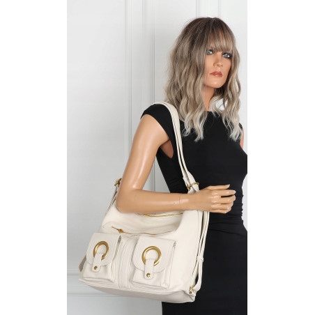 Torebka Damska Shopper Plecak Miejska 2w1 Worek na Ramię EC3165 Beżowa