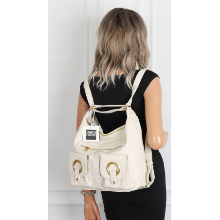 Torebka Damska Shopper Plecak Miejska 2w1 Worek na Ramię EC3165 Beżowa