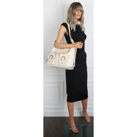 Torebka Damska Shopper Plecak Miejska 2w1 Worek na Ramię EC3165 Beżowa