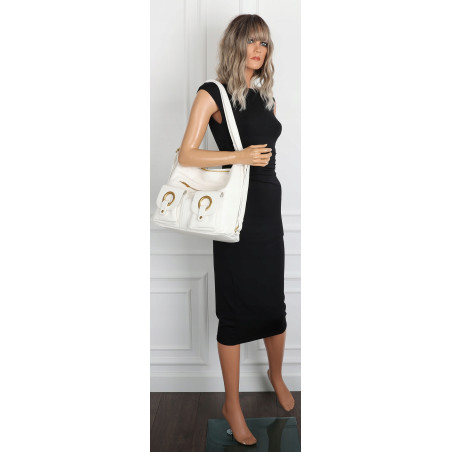 Torebka Damska Shopper Plecak Miejska 2w1 Worek na Ramię EC3165 Biała