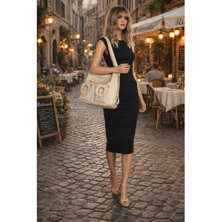 Torebka Damska Shopper Plecak Miejska 2w1 Worek na Ramię EC3165 Beżowa