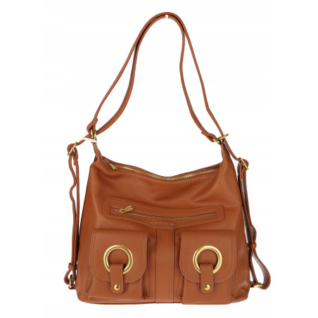 Torebka Damska Shopper Plecak Miejska 2w1 Worek na Ramię EC3165 Brązowa