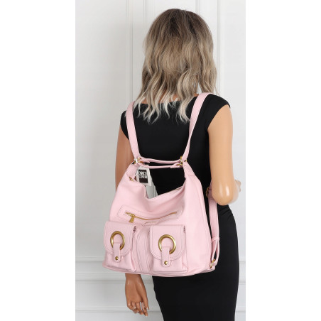 Torebka Damska Shopper Plecak Miejska 2w1 Worek na Ramię EC3165 Różowa