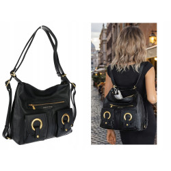 Torebka Damska Shopper Plecak Miejska 2w1 Worek na Ramię EC3165 Czarna