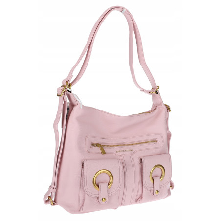 Torebka Damska Shopper Plecak Miejska 2w1 Worek na Ramię EC3165 Różowa