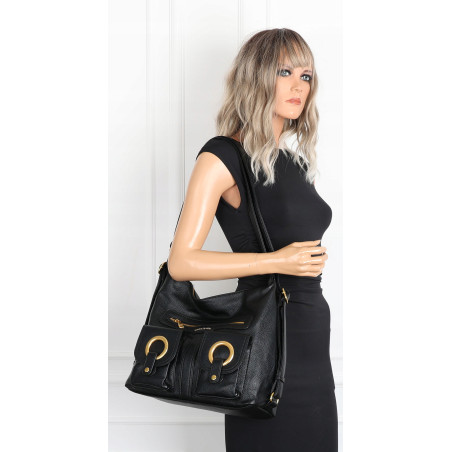 Torebka Damska Shopper Plecak Miejska 2w1 Worek na Ramię EC3165 Czarna