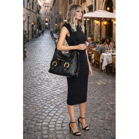 Torebka Damska Shopper Plecak Miejska 2w1 Worek na Ramię EC3165 Czarna