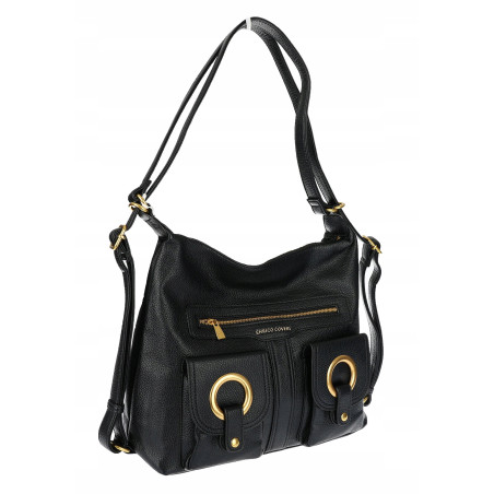 Torebka Damska Shopper Plecak Miejska 2w1 Worek na Ramię EC3165 Czarna