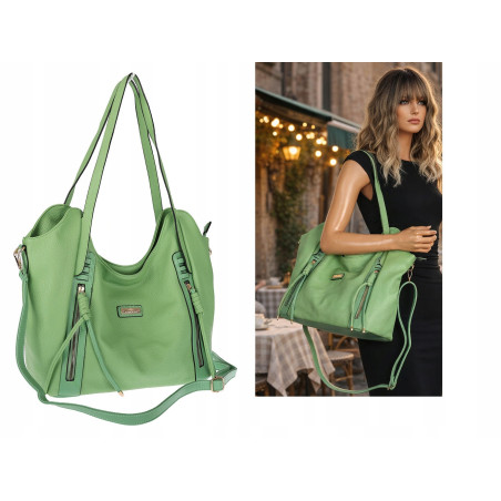 Torebka Damska Worek Shopper Torba na Ramię duża pajemna CH2163 Zielona