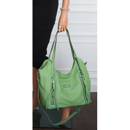 Torebka Damska Worek Shopper Torba na Ramię duża pajemna CH2163 Zielona