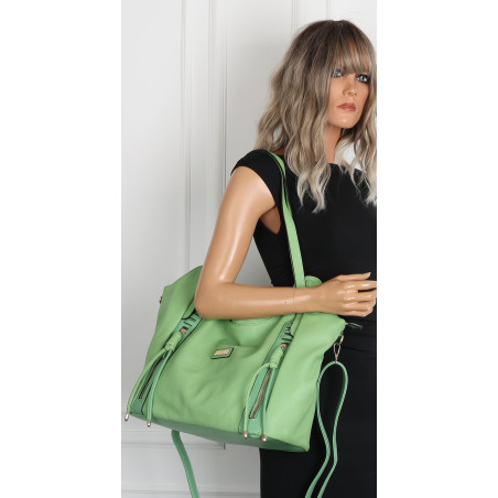 Torebka Damska Worek Shopper Torba na Ramię duża pajemna CH2163 Zielona