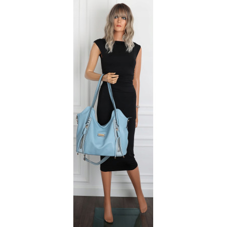 Torebka Damska Worek Shopper Torba na Ramię duża pajemna CH2163 Niebieska