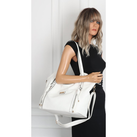 Torebka Damska Worek Shopper Modna Torba na Ramię duża pajemna CH2163 Biała
