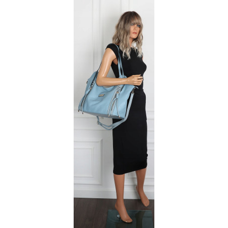 Torebka Damska Worek Shopper Torba na Ramię duża pajemna CH2163 Niebieska