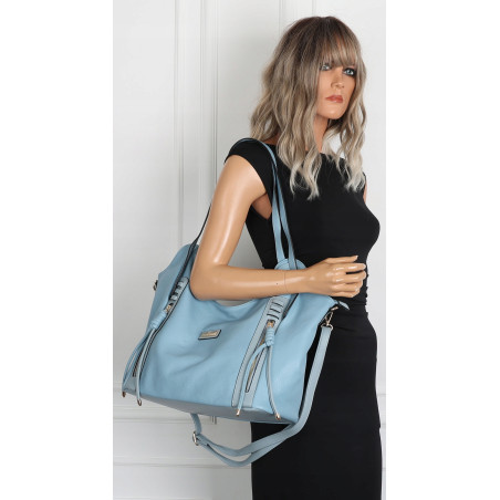 Torebka Damska Worek Shopper Torba na Ramię duża pajemna CH2163 Niebieska