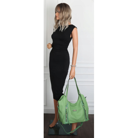 Torebka Damska Worek Shopper Torba na Ramię duża pajemna CH2163 Zielona