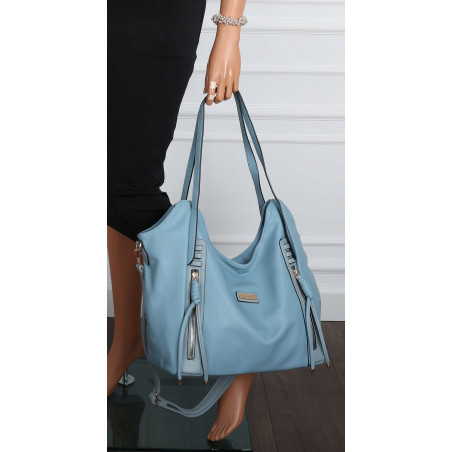 Torebka Damska Worek Shopper Torba na Ramię duża pajemna CH2163 Niebieska