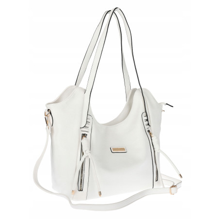 Torebka Damska Worek Shopper Modna Torba na Ramię duża pajemna CH2163 Biała