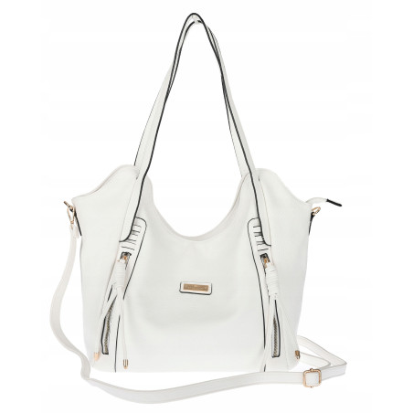 Torebka Damska Worek Shopper Modna Torba na Ramię duża pajemna CH2163 Biała