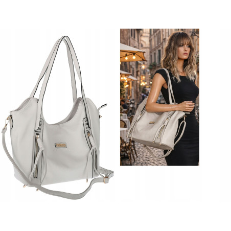 Torebka Damska Worek Shopper Torba na Ramię duża pajemna CH2163 Szara