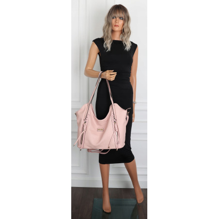 Torebka Damska Worek Shopper Torba na Ramię duża pajemna CH2163 Różowa