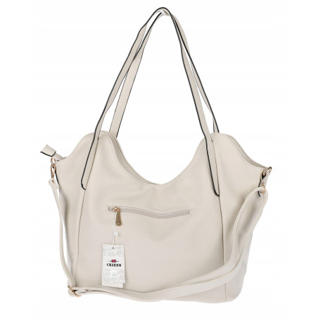 Torebka Damska Worek Shopper Torba na Ramię duża pajemna CH2163 Beżowa