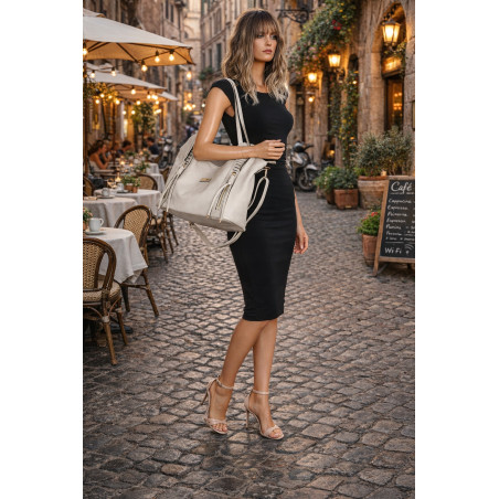 Torebka Damska Worek Shopper Torba na Ramię duża pajemna CH2163 Szara