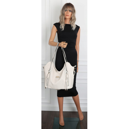 Torebka Damska Worek Shopper Torba na Ramię duża pajemna CH2163 Beżowa