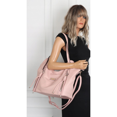 Torebka Damska Worek Shopper Torba na Ramię duża pajemna CH2163 Różowa