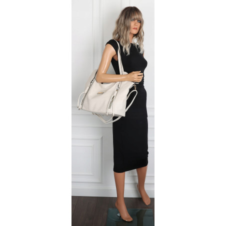 Torebka Damska Worek Shopper Torba na Ramię duża pajemna CH2163 Beżowa