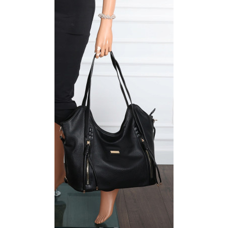 Torebka Damska Worek Shopper Torba na Ramię duża pajemna CH2163 Czarna