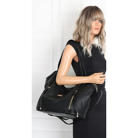 Torebka Damska Worek Shopper Torba na Ramię duża pajemna CH2163 Czarna