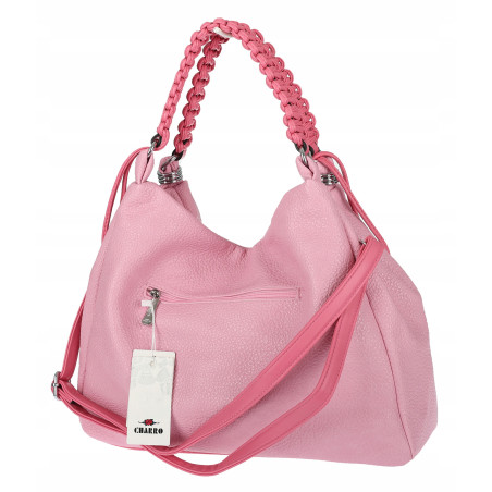 Torebka damska worek listonoszka A4 pojemna torba na ramię CH819 Różowa