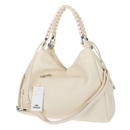 Torebka damska worek listonoszka A4 pojemna torba na ramię CH819 Beżowa