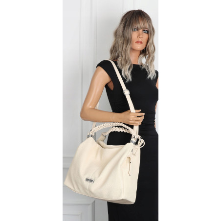 Torebka damska worek listonoszka A4 pojemna torba na ramię CH819 Beżowa