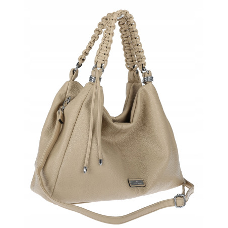 Torebka damska worek listonoszka A4 pojemna torba na ramię CH819 Beżowa