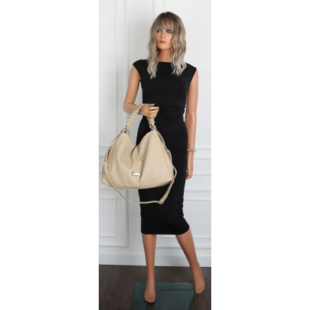 Torebka damska worek listonoszka A4 pojemna torba na ramię CH819 Beżowa