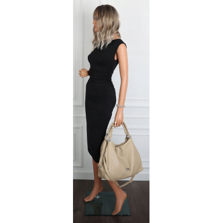 Torebka damska worek listonoszka A4 pojemna torba na ramię CH819 Beżowa