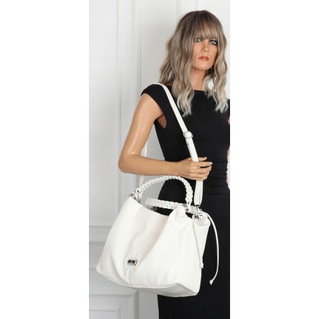 Torebka damska worek listonoszka A4 pojemna torba na ramię CH819 Biała