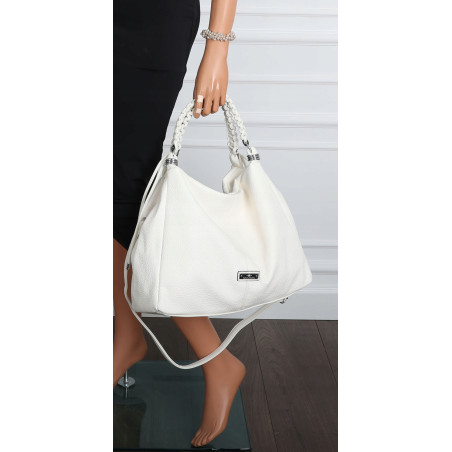 Torebka damska worek listonoszka A4 pojemna torba na ramię CH819 Biała