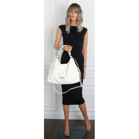 Torebka damska worek listonoszka A4 pojemna torba na ramię CH819 Biała