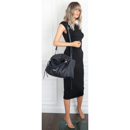 Torebka damska worek listonoszka A4 pojemna torba na ramię CH819 Granatowa