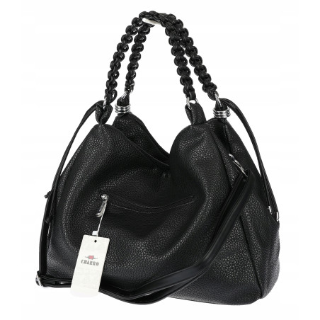 Torebka damska worek listonoszka A4 pojemna torba na ramię CH819 Czarna