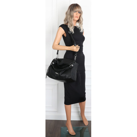 Torebka damska worek listonoszka A4 pojemna torba na ramię CH819 Czarna