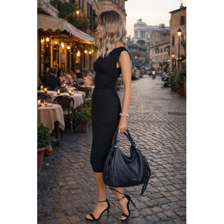 Torebka damska worek listonoszka A4 pojemna torba na ramię CH819 Granatowa