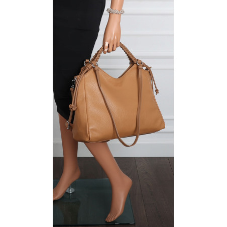 Torebka damska shopper pojemna listonoszka na ramię torba MC599 Brązowa