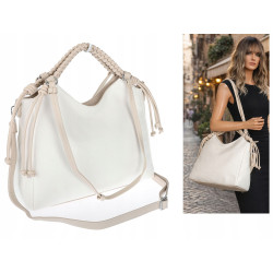 Torebka damska shopper pojemna listonoszka na ramię torba MC599 Biała