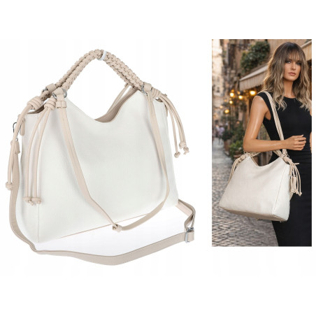 Torebka damska shopper pojemna listonoszka na ramię torba MC599 Biała