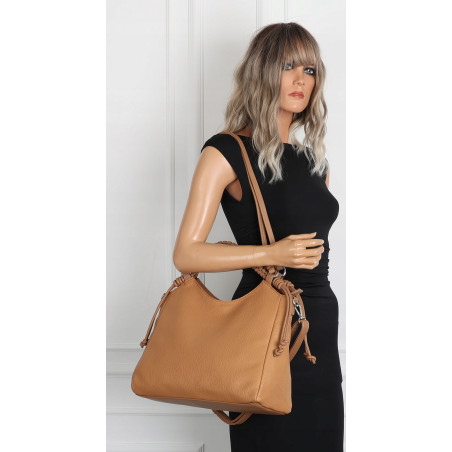 Torebka damska shopper pojemna listonoszka na ramię torba MC599 Brązowa