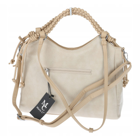 Torebka damska shopper pojemna listonoszka na ramię torba MC599 Beżowa